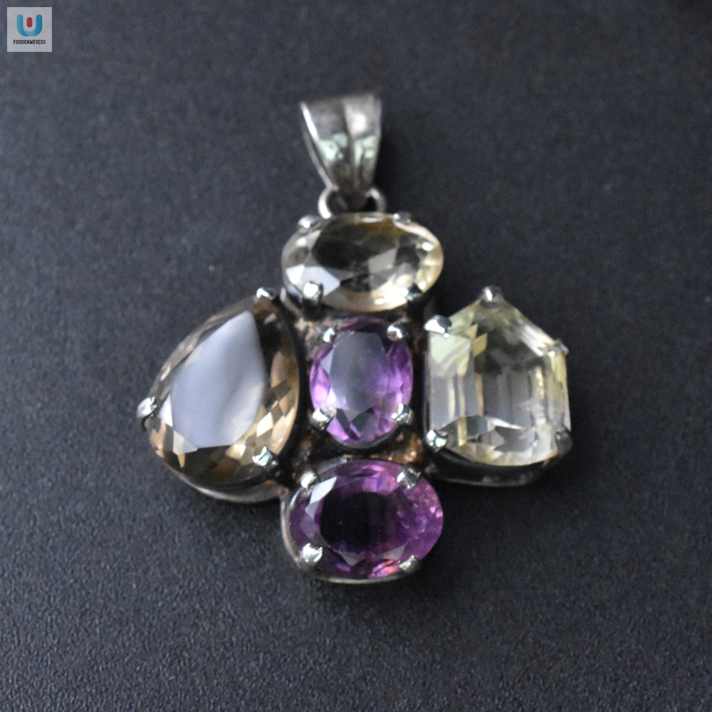 Sterling Silver Pendant Accented With Amethyst Pendant Quartz And Citrine  Tgv