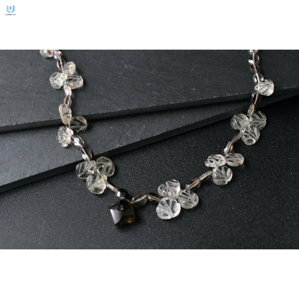 Smoky And Clear Quartz Crystal Bloom Necklace  Tgv
