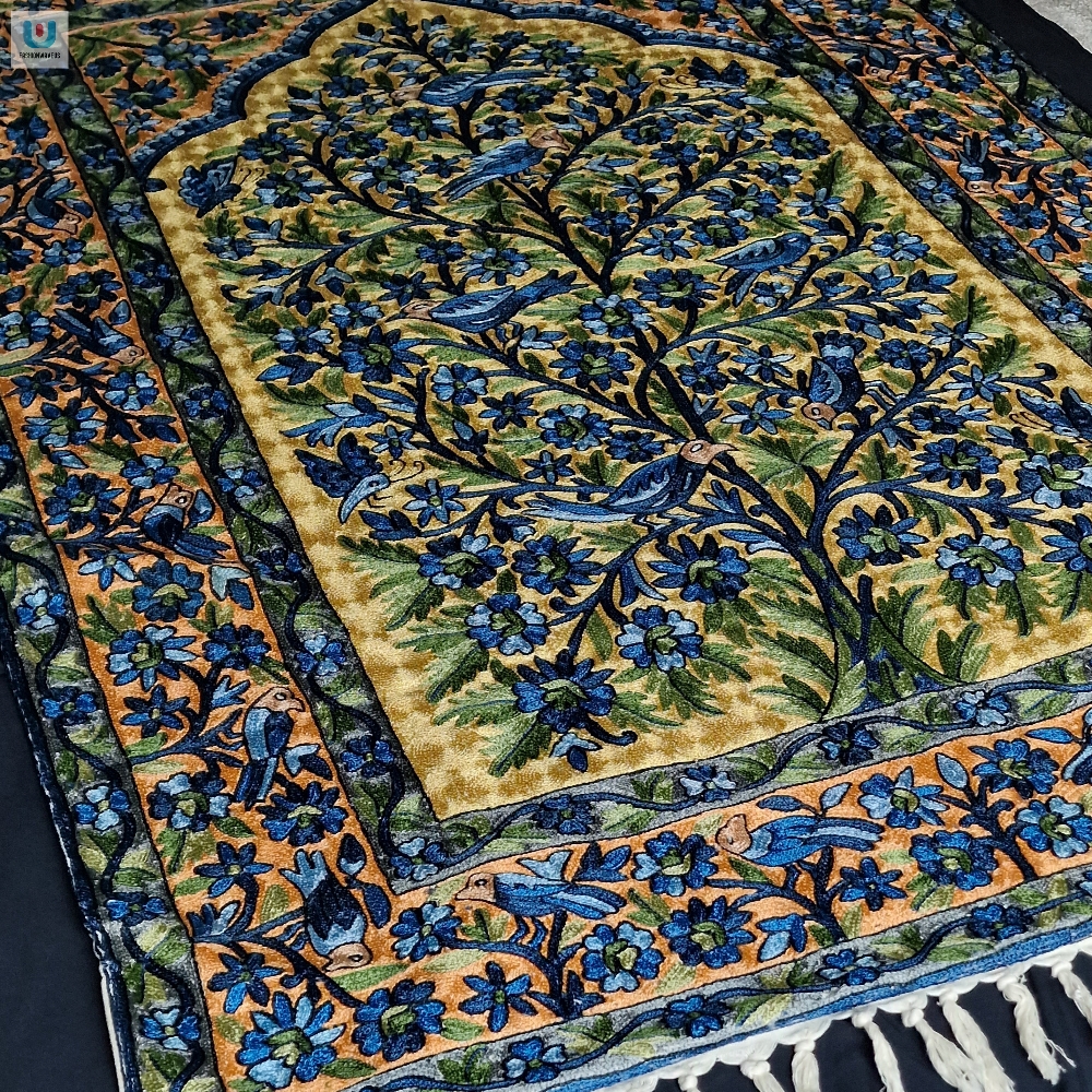 Kashmir Chainstitch Handmade Tree Of Life Silk Tapestry Tgv fashionwaveus 1