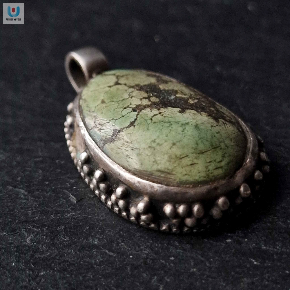 Green Vintage Turquoise Silver Sterling Pendant  Handcrafted Design  Tgv