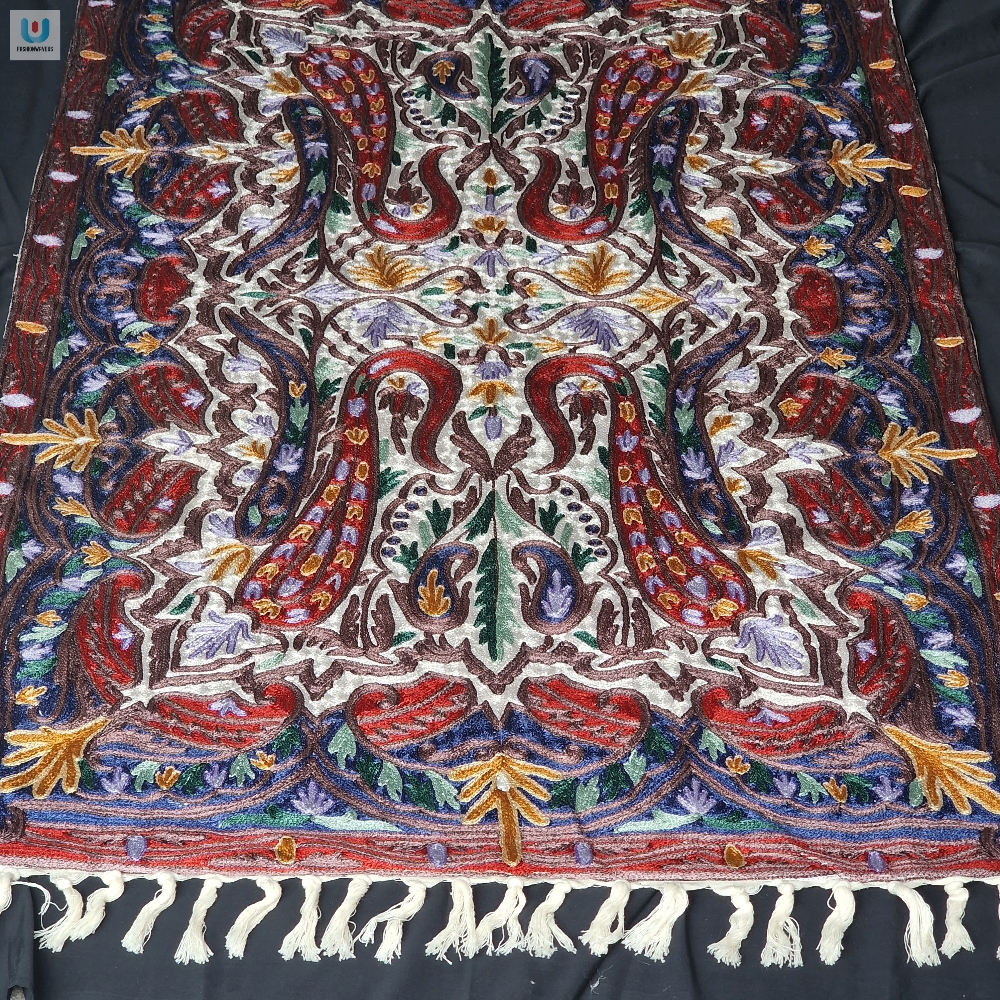 Kashmiri Handmade Chain Stitch Rug Embroidered Wall Hanging  Tgv