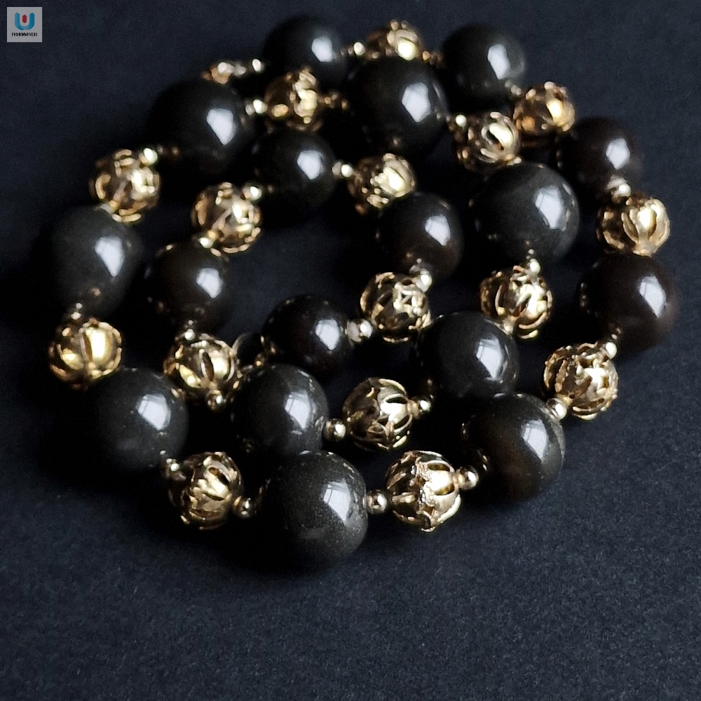 Beautiful Shining Black Onyx Beaded Necklace  Tgv