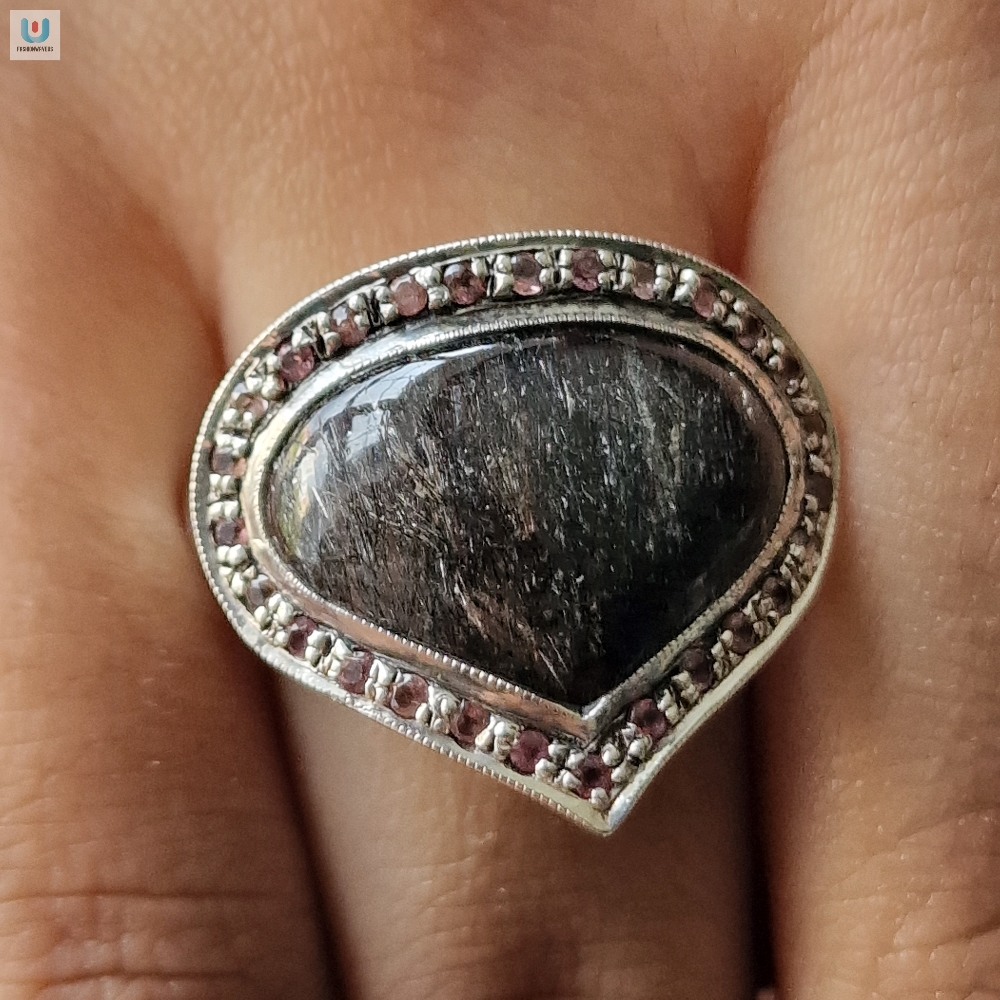 Stunning Statement Piece Rutilated Quartz Silver Sterling Ring  Tgv