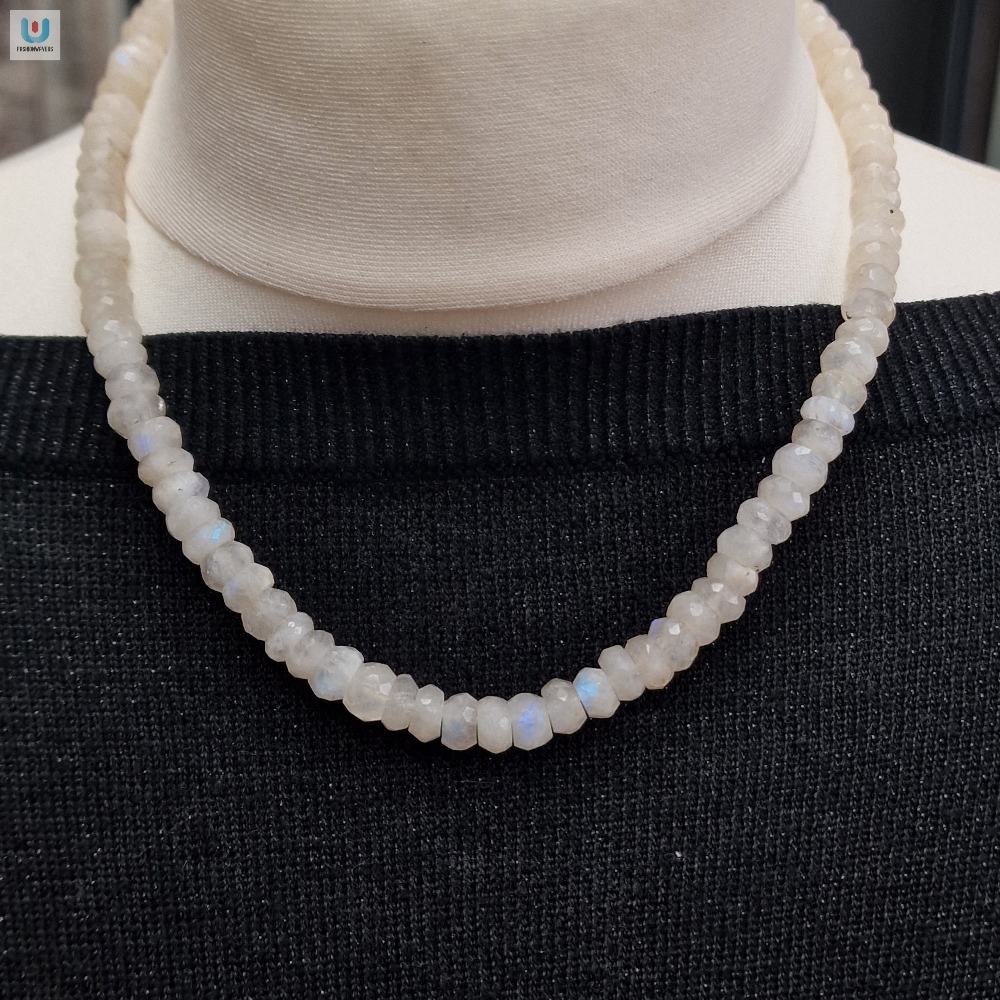 Gorgeous Rondelle Rainbow Moonstone Faceted Beaded Necklace  Tgv