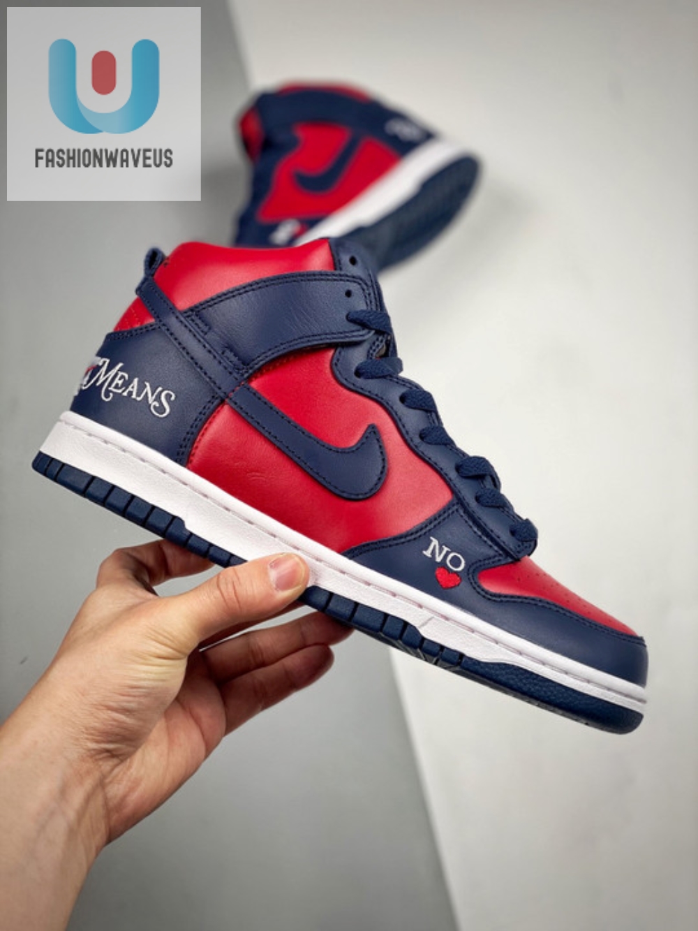 Supreme X Nike Sb Dunk High By Any Means Navy Red  Tgv