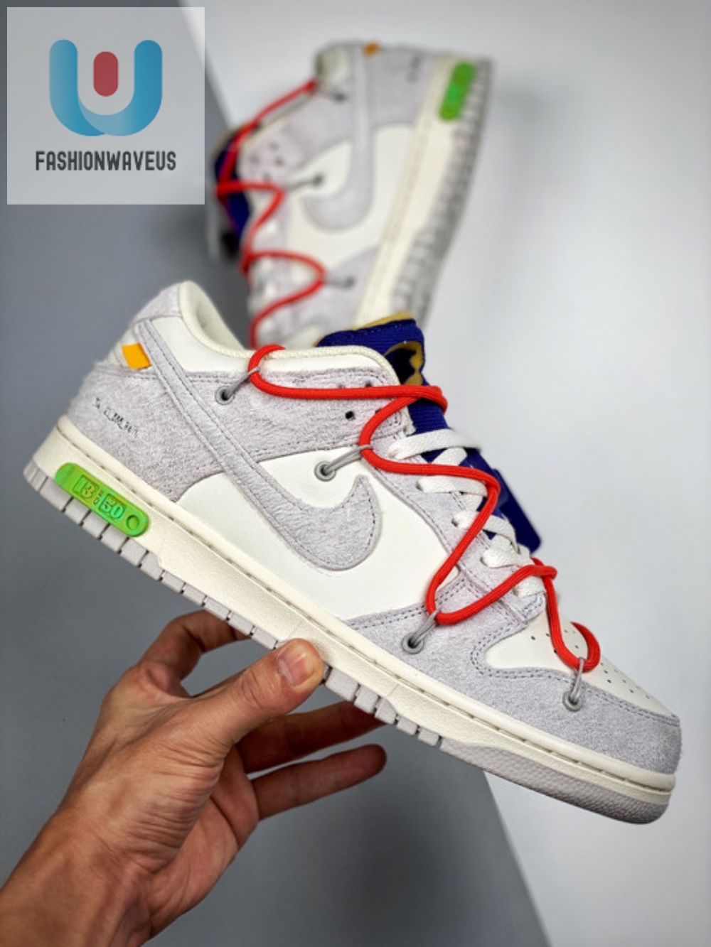 Offwhite X Nike Dunk Low 13 Of 50 Sail Grey Habanero Red  Tgv