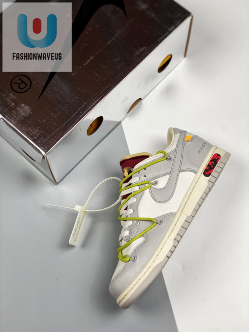 Offwhite X Nike Dunk Low 08 Of 50 Sail Grey Red  Tgv