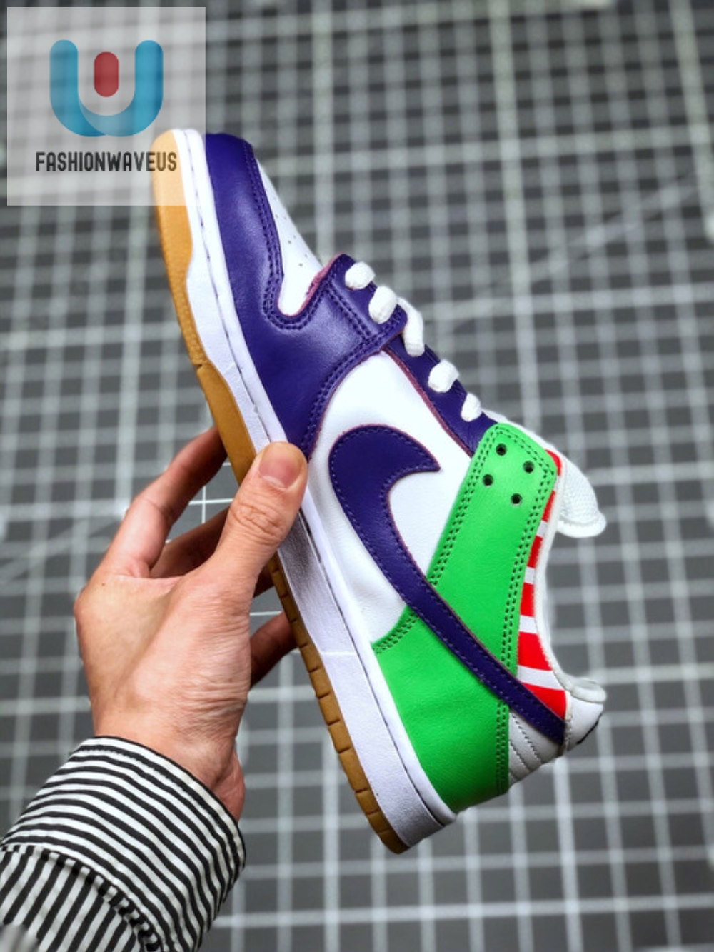 Nike Sb Dunk Low White Purple Green  Tgv