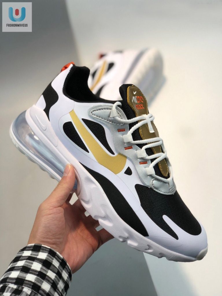 Nike Air Max 270 React Blackwhitemetallic Gold Tgv fashionwaveus 1