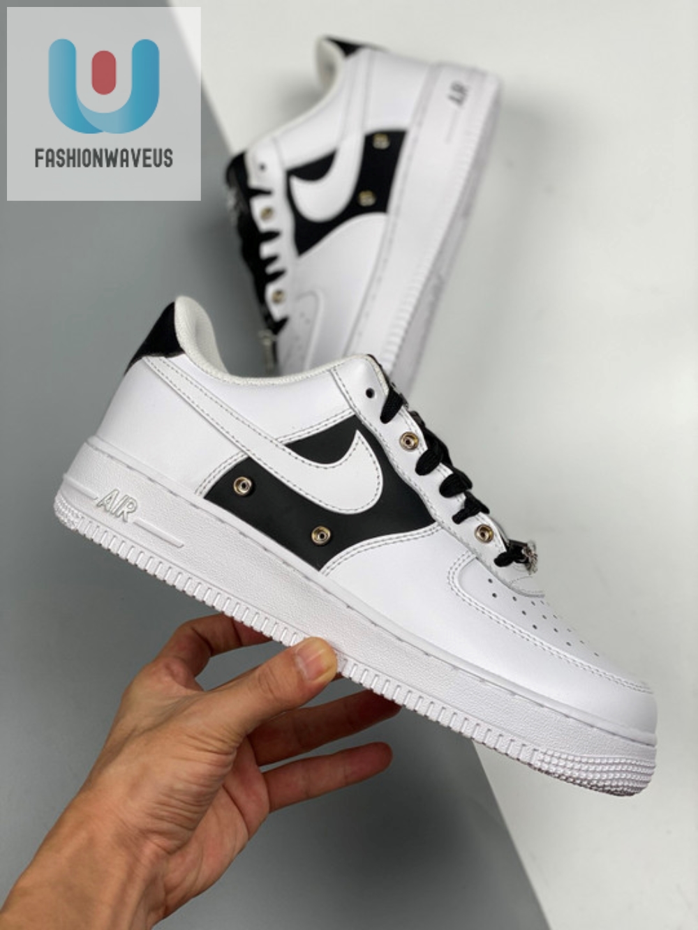 Nike Air Force 1 Low Snap Button Bling Black White 