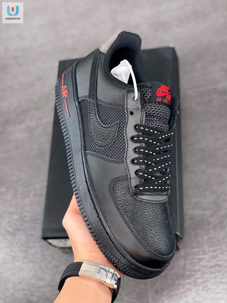 Nike Air Force 1 Low Blackred With Reflective Accents fashionwaveus 1