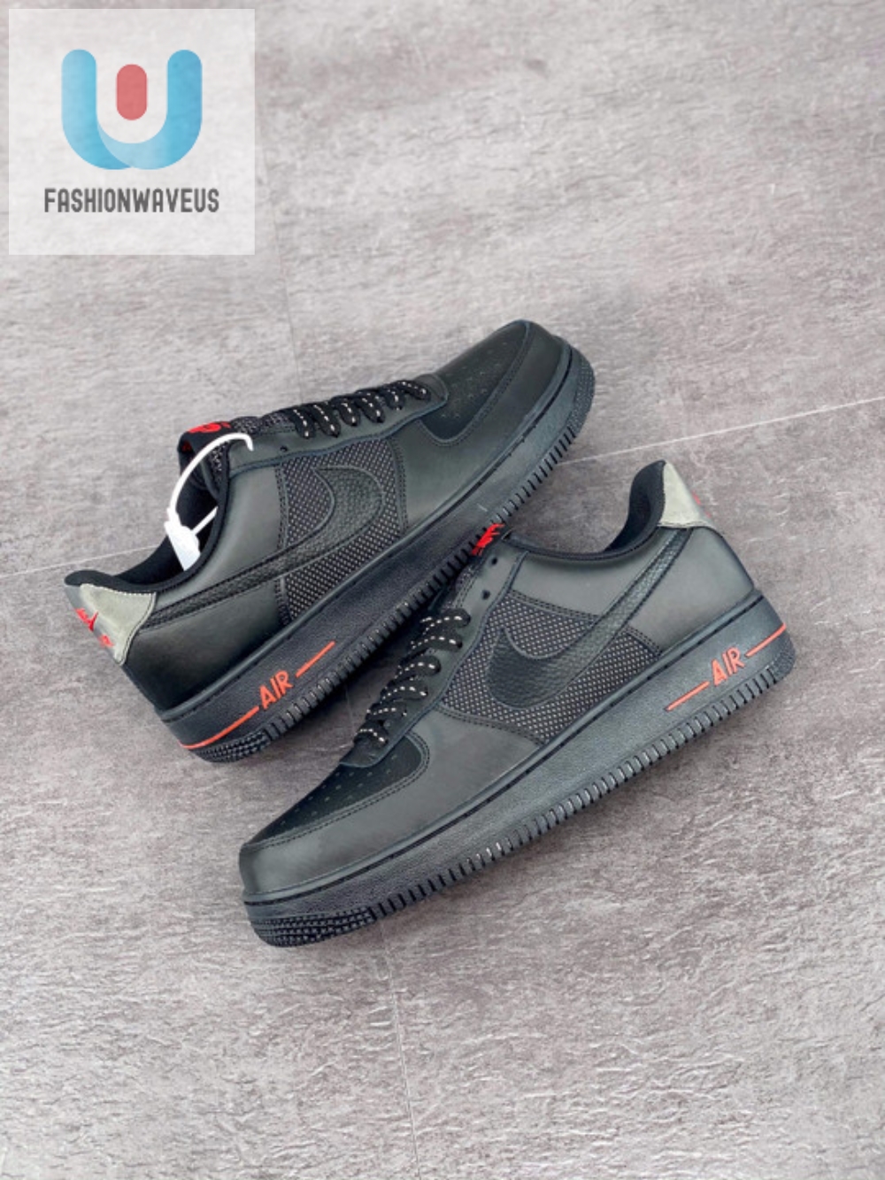 Nike Air Force 1 Low Blackred With Reflective Accents 