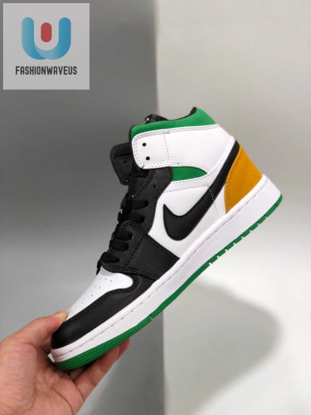 Air Jordan 1 Mid Whitelaser Orangeblacklucky Green 