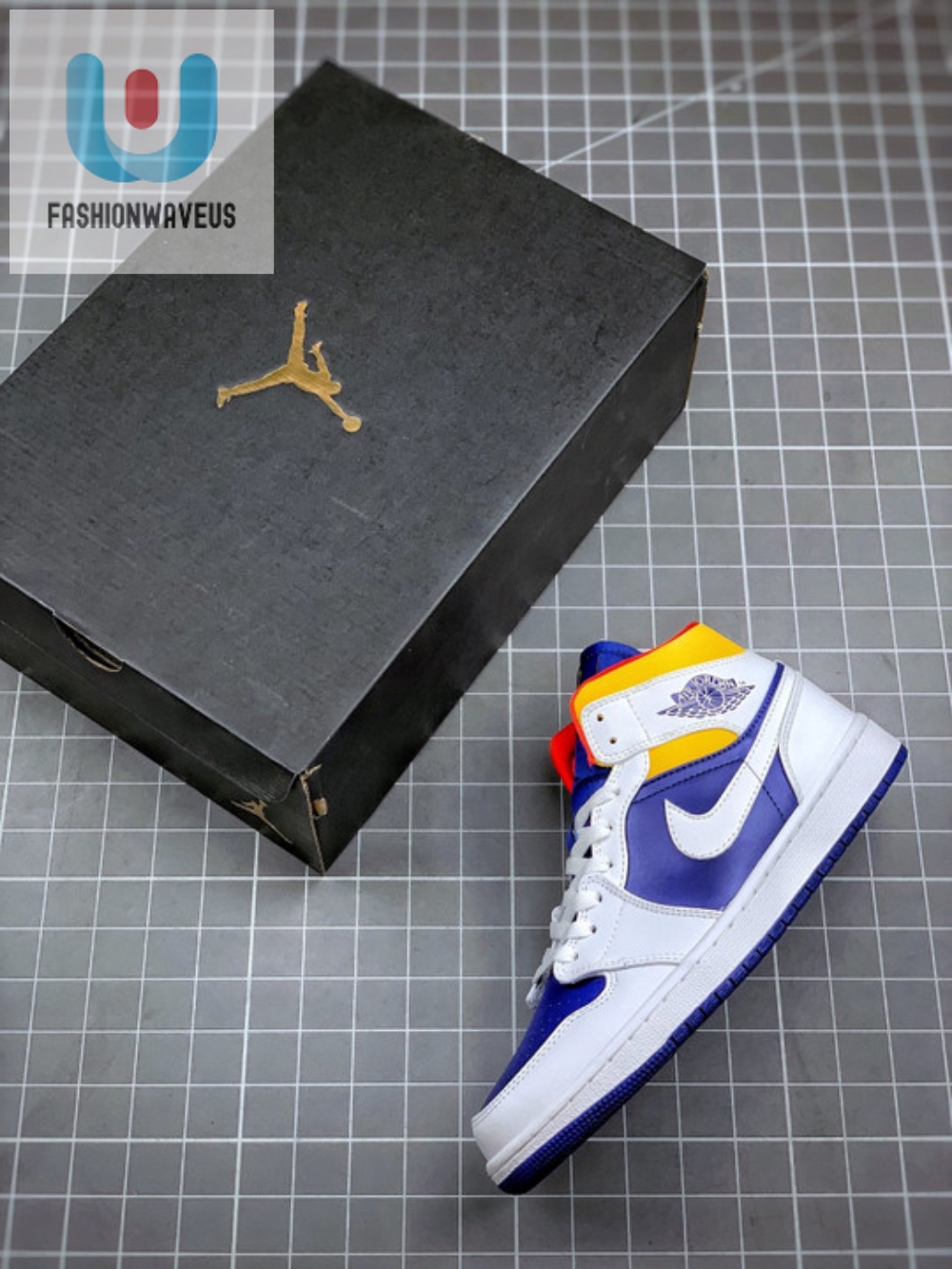 Air Jordan 1 Mid Whitedeep Royal Bluetrack Redlaser Orange 