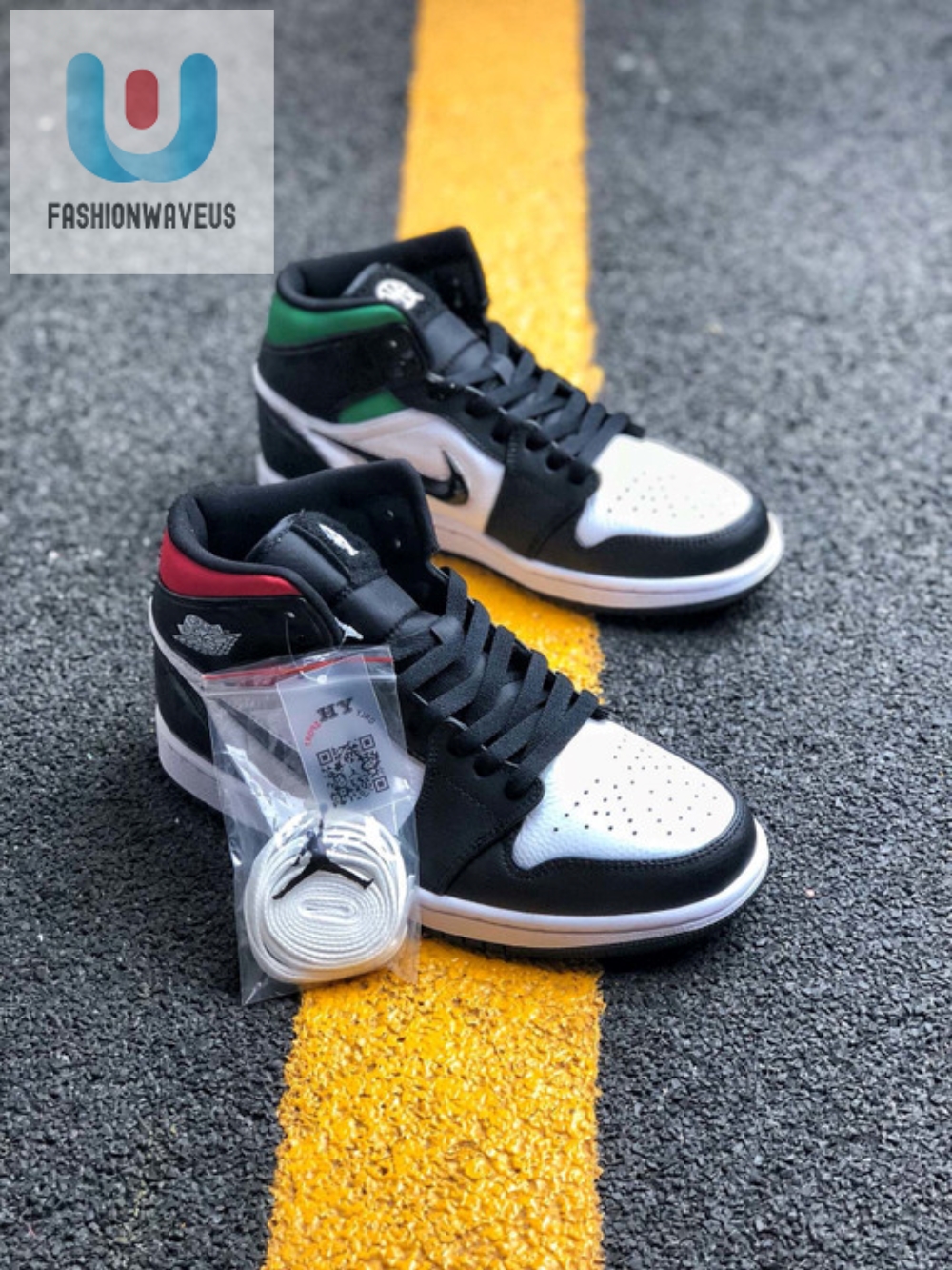 Air Jordan 1 Mid Quai 54 Blackwhitemulticolor 