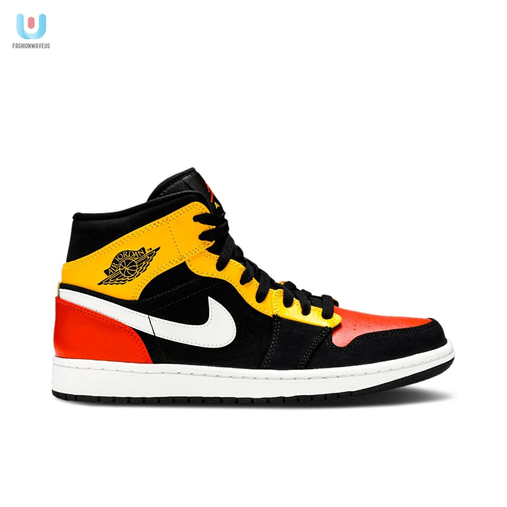 Air Jordan 1 Mid Black Amarillo Orange 852542087 Mattress Sneaker Store 