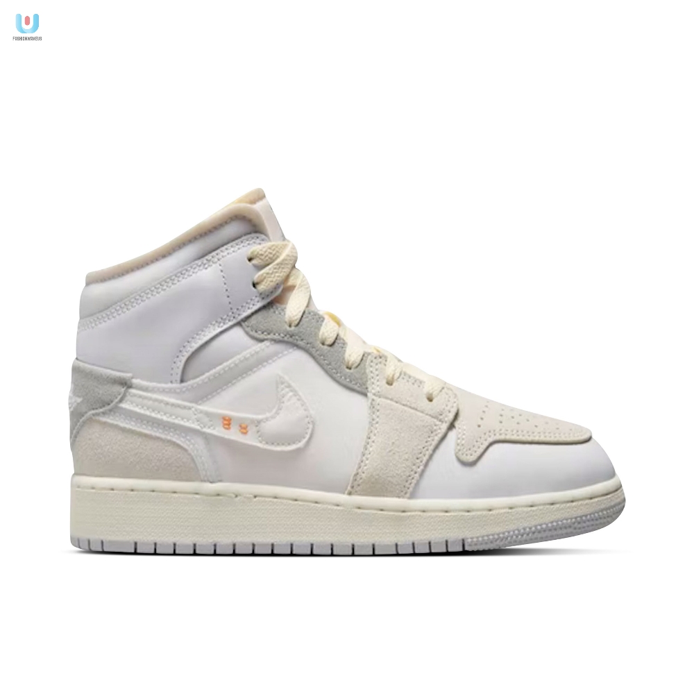 Air Jordan 1 Mid Se Craft Inside Out White Grey Gs Dq3726100 Mattress Sneaker Store 