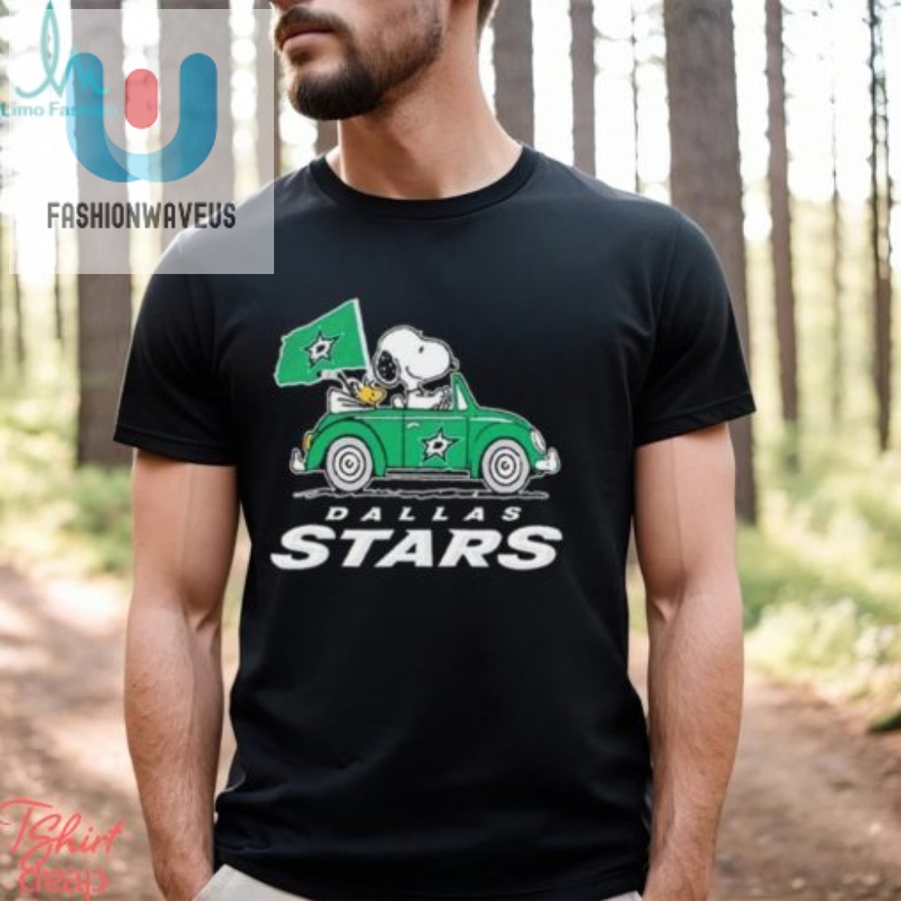 Snoopy And Woodstock Driving Car Dallas Stars Hockey T Shirt 