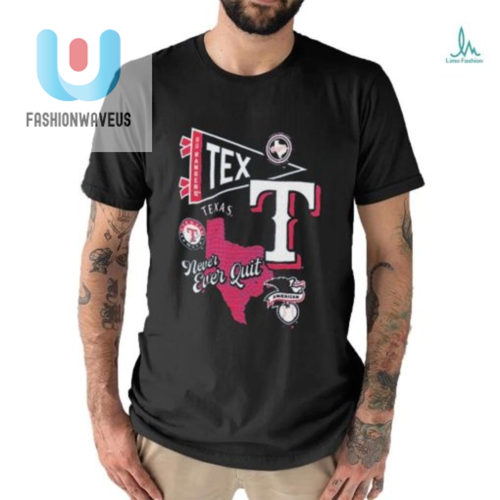 American Texas Rangers Split Zone Never Ever Quit Shirt 