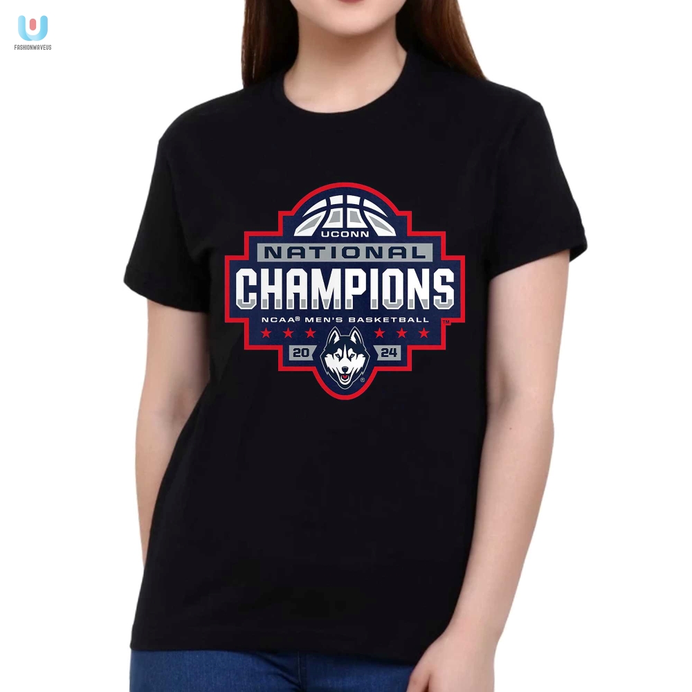 Uconn Huskies Fanatics Branded 2024 Ncaa Mens Basketball National Champions Official Logo Tshirt 