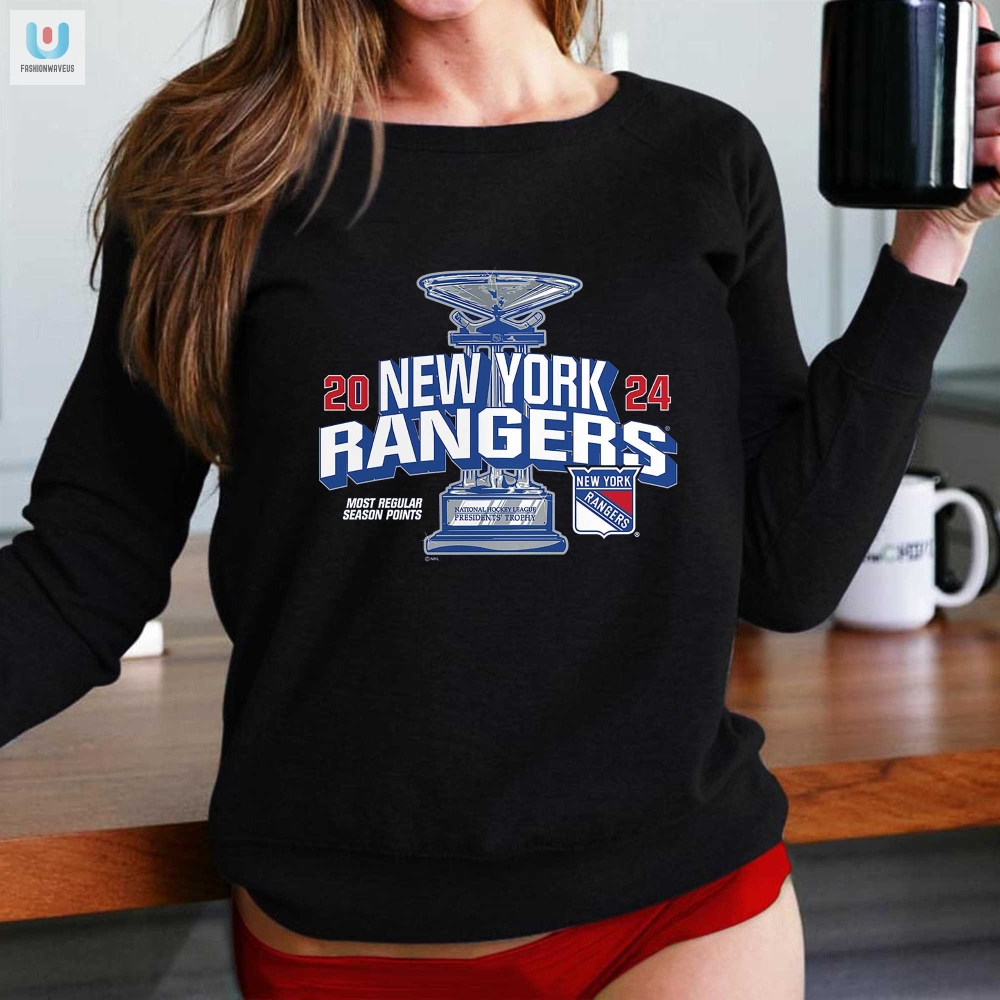 New York Rangers Fanatics Branded 2024 Presidents Trophy Tshirt 