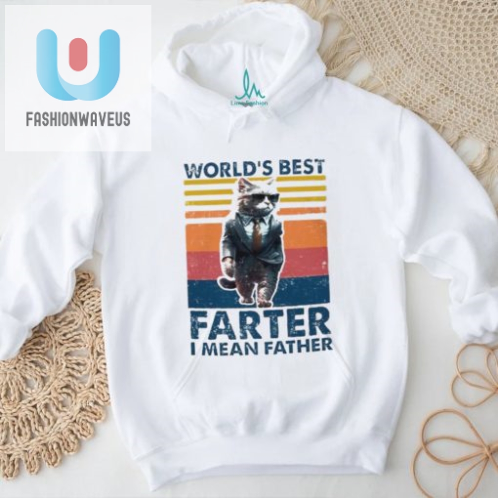 Cat Dad Worlds Best Farter I Mean Father Retro Shirt 