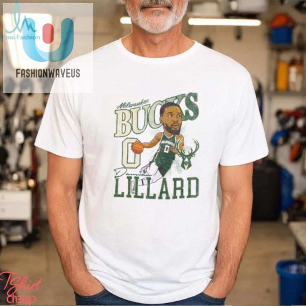 Milwaukee Bucks Damian Lillard Caricature T Shirt 