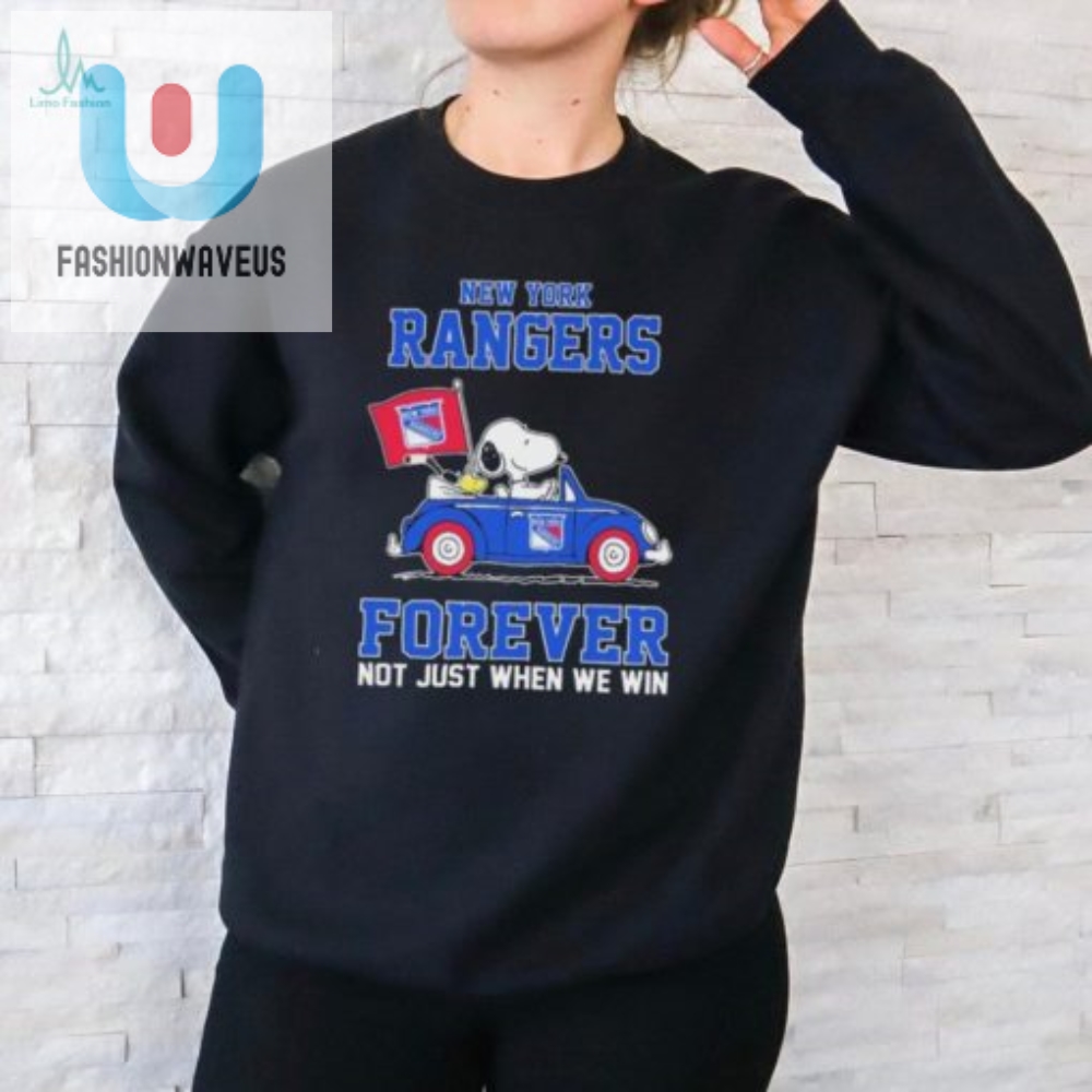 Peanuts Snoopy And Woodstock On Car New York Rangers Forever Not Just When We Win Shirt 