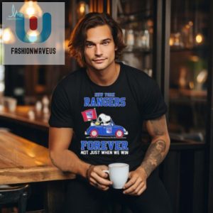 Peanuts Snoopy And Woodstock On Car New York Rangers Forever Not Just When We Win Shirt fashionwaveus 1 2