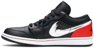 Air Jordan 1 Low Brushstroke Swoosh Black Red Da4659001 fashionwaveus 1 1