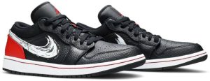 Air Jordan 1 Low Brushstroke Swoosh Black Red Da4659001 fashionwaveus 1 2