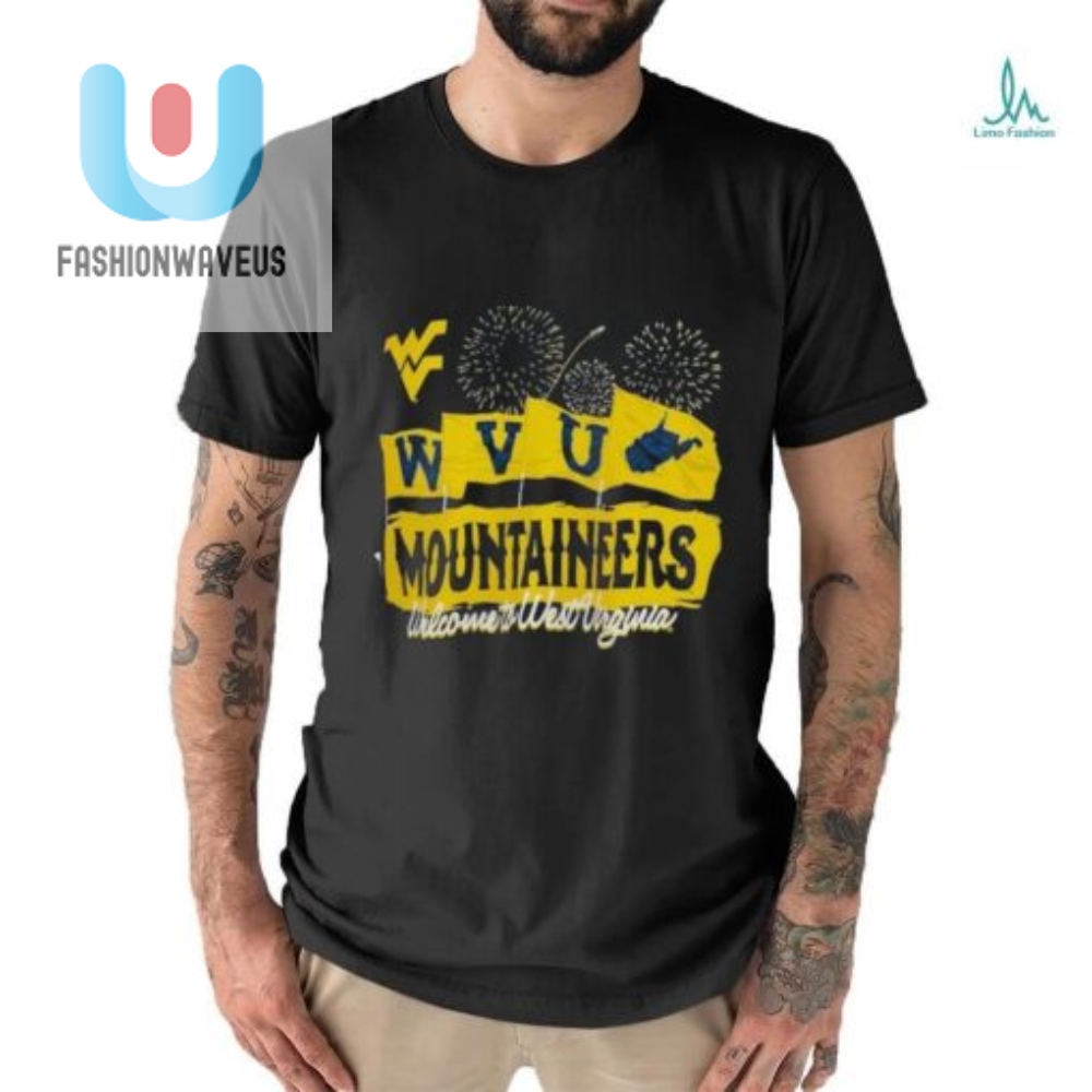 Get Lit With Wv Mountaineers Firework Flag Tee