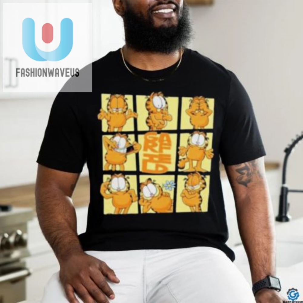 Get Your Laugh On With Garfield Black Nine Panel Shirt