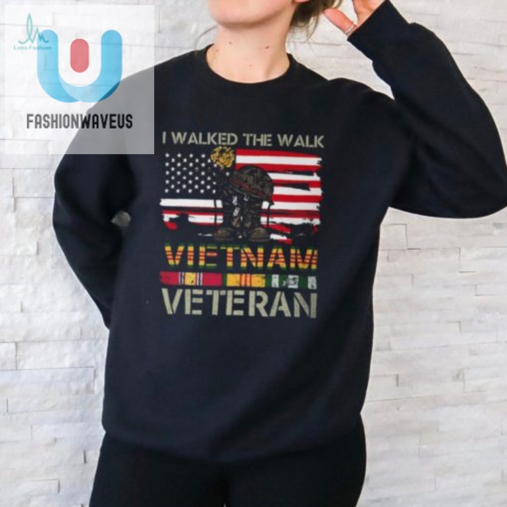 Funny Vietnam Vet Tshirt I Walked The Walk Usa Flag Design