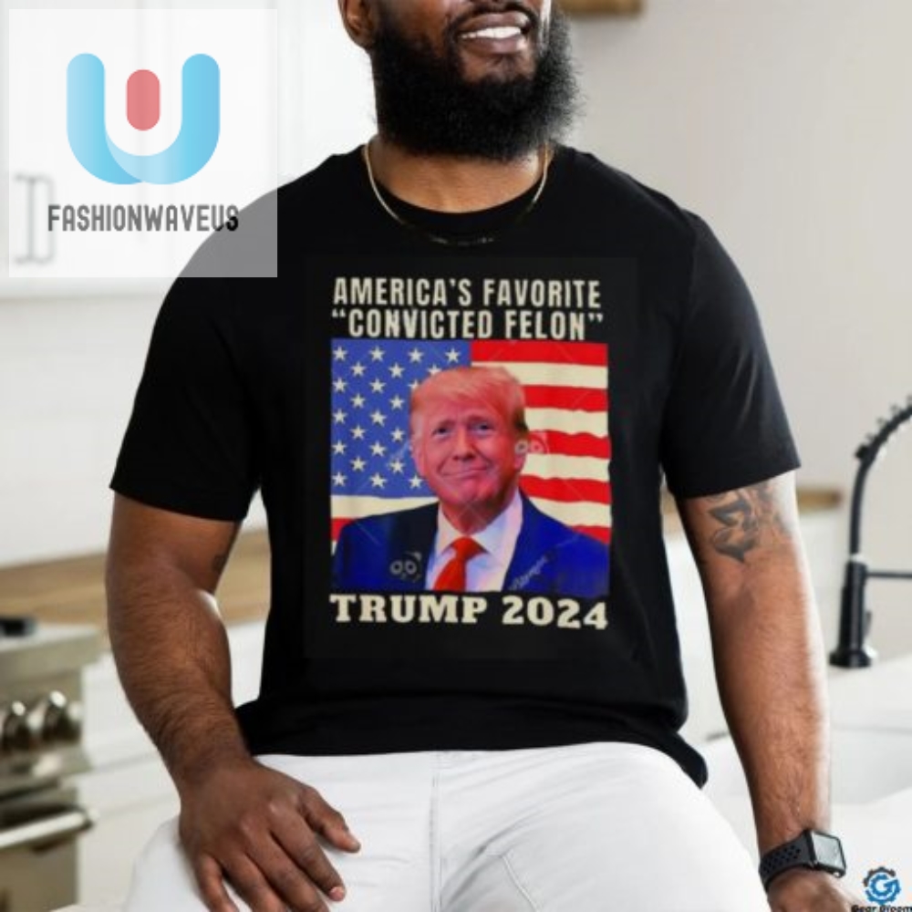 Trump 2024 Tshirt Americas Favorite Felon Flag Fun
