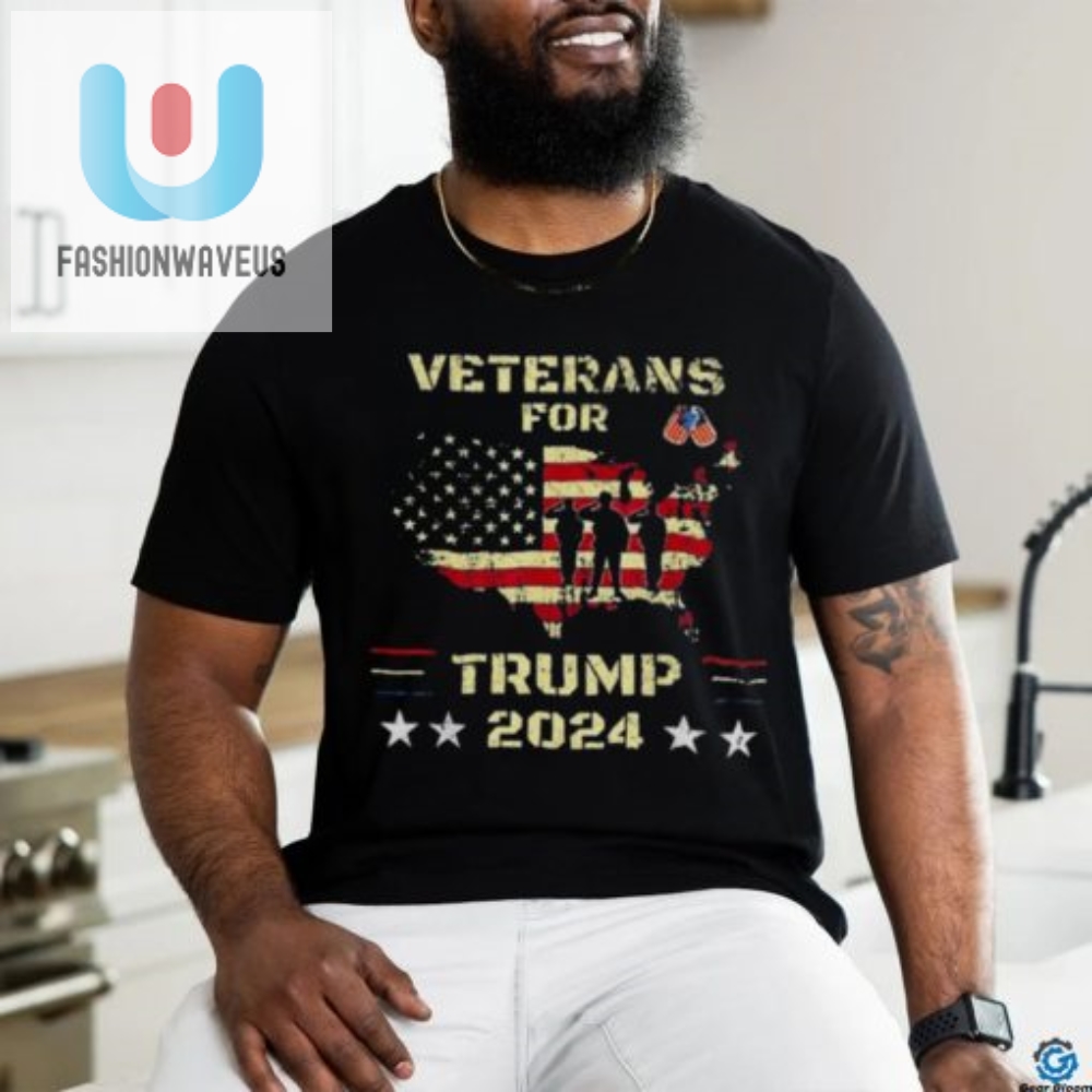 Funny Veterans For Trump 2024 Flag Tee  Dad  Grandpa Approved