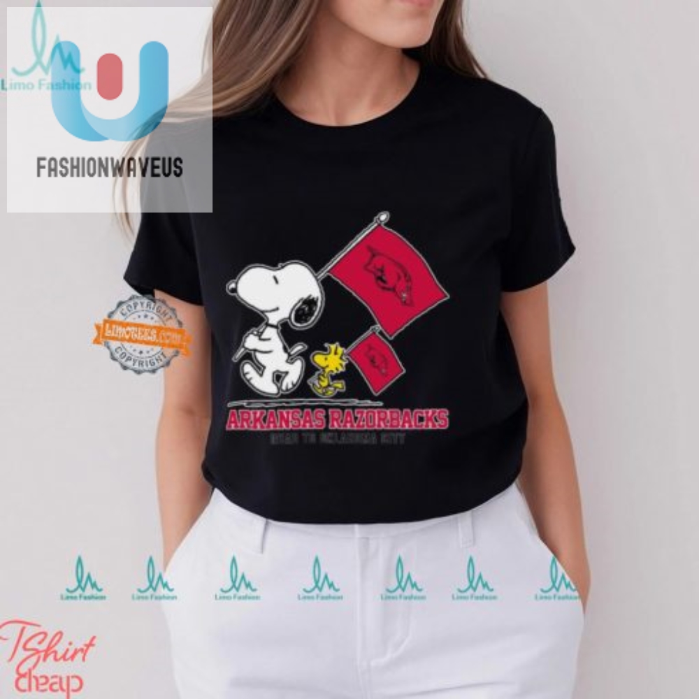 Snoopy Razorbacks Okc Flag Shirt  Get Hogswild Laughs