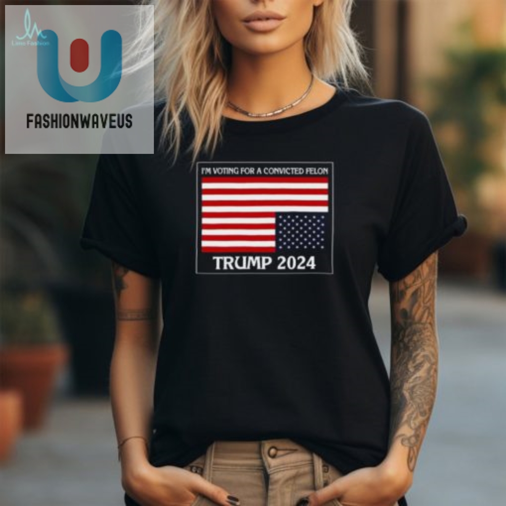 Vote Trump 2024 Funny Convicted Felon Usa Flag Tshirt