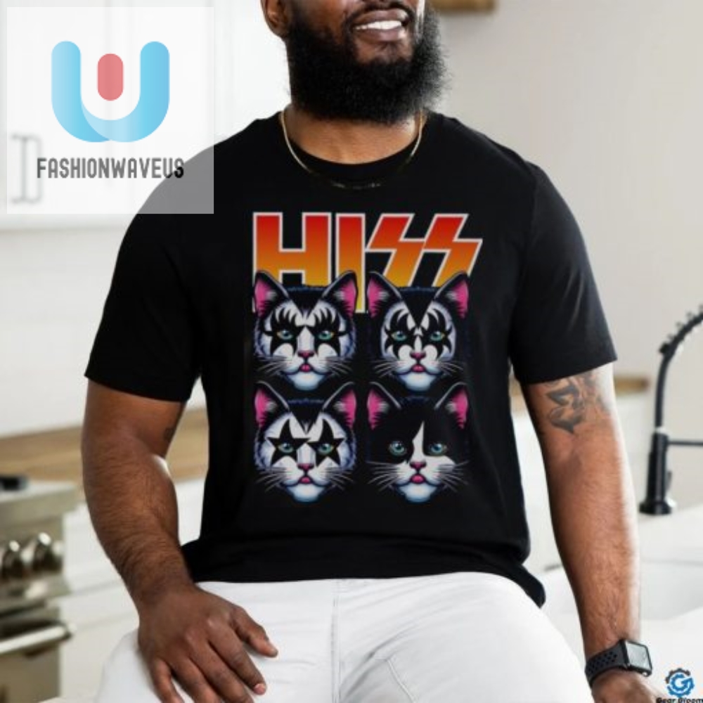 Funny Rock  Roll Cats Parody Tshirt  Hiss Cat Band Tee