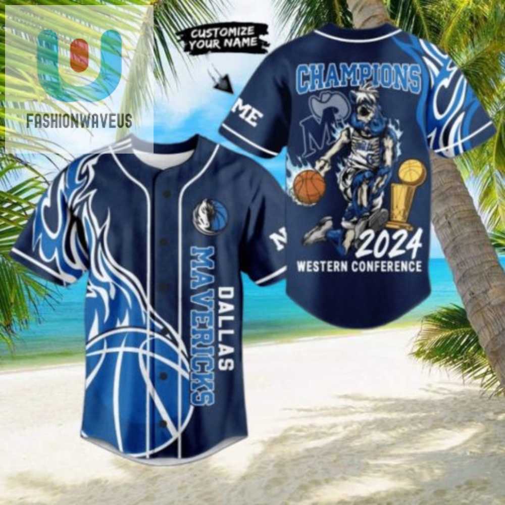 Mavs Champs 2024 Unique Blue Western Conf. Baseball Jersey fashionwaveus 1