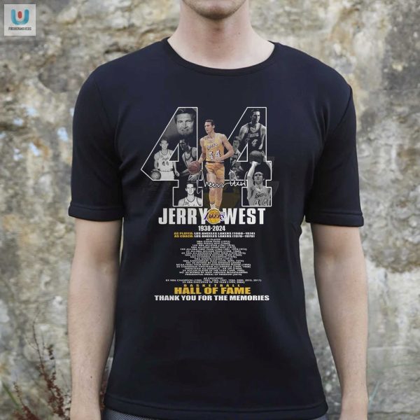 Legendary Hoops Laughs Jerry West Memory Tee 19382024 fashionwaveus 1