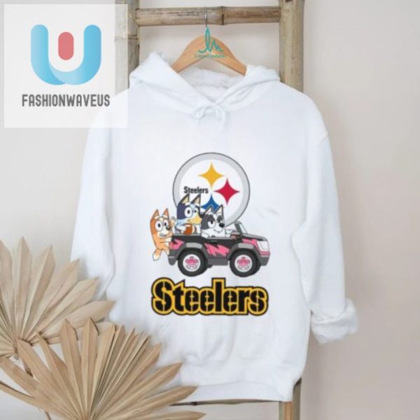 Bluey Rides With Steelers Funny Car Shirt Awesomeness fashionwaveus 1