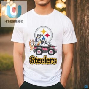 Bluey Rides With Steelers Funny Car Shirt Awesomeness fashionwaveus 1 2