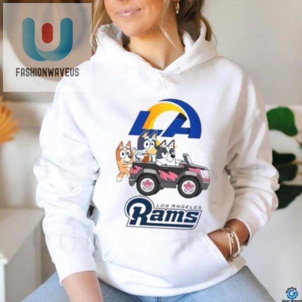 Score Laughs With Bluey In A Rams Shirt Car Fun Awaits fashionwaveus 1 3
