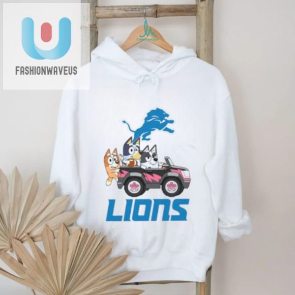 Bluey Rides With Detroit Lions Humor Fun Car Shirt fashionwaveus 1