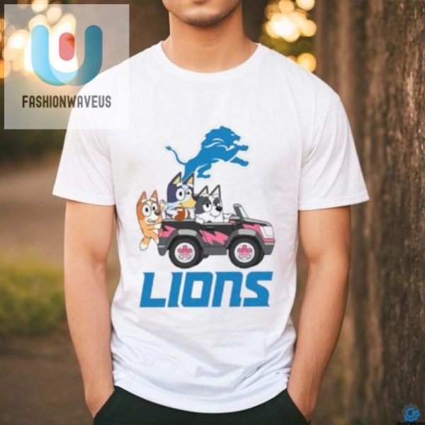 Bluey Rides With Detroit Lions Humor Fun Car Shirt fashionwaveus 1 2