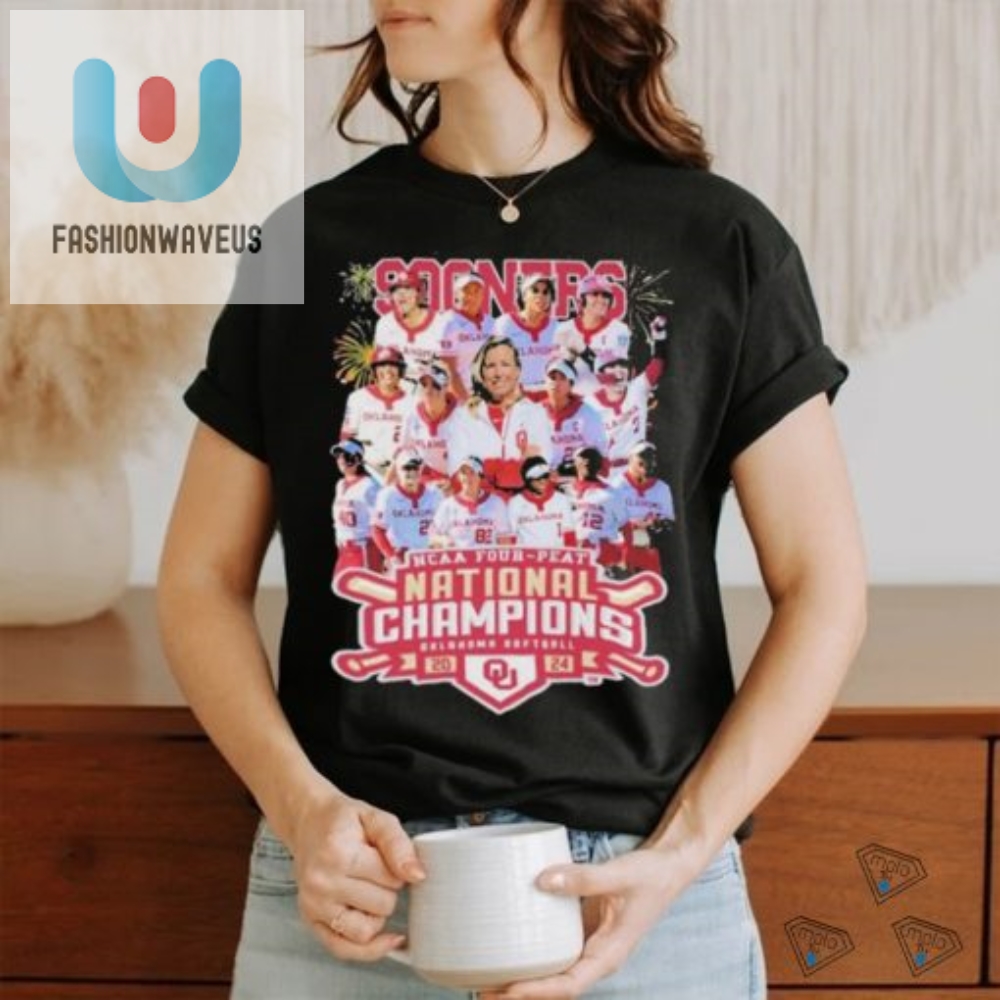Ok Ncaa Champs 4 Peat 24 Tee  Softballs Quirky Victory Wear