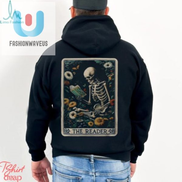 The Reader Skeleton Funny Unique Book Lover Tarot Tshirt fashionwaveus 1 2