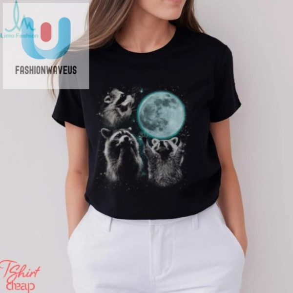 Quirky Raccoon Trio Howling Moon Mens Tshirt Fun Unique fashionwaveus 1