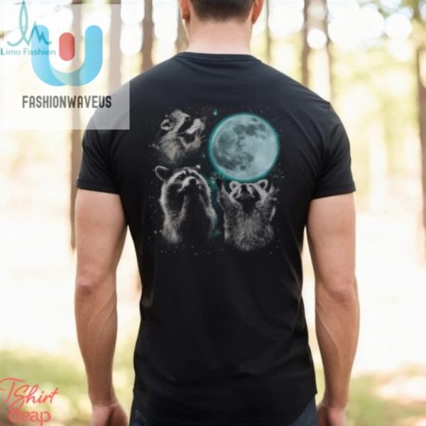 Quirky Raccoon Trio Howling Moon Mens Tshirt Fun Unique fashionwaveus 1 1
